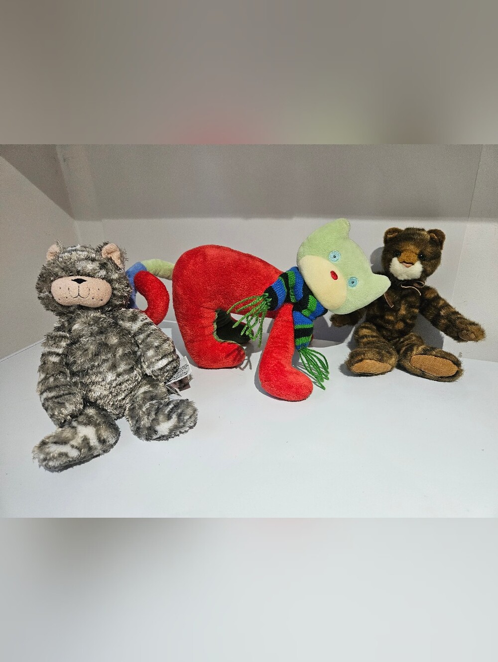 Russ Collectible Cats Trio "Byrdie", "Tabatha", & "Wags To Whiskers" Plushies